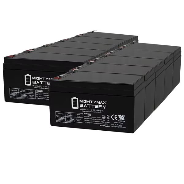 12V 3AH SLA Replacement Battery for PowerStar ES350 - 10PK, Mighty Max Battery, Mfr#: MAX3956739